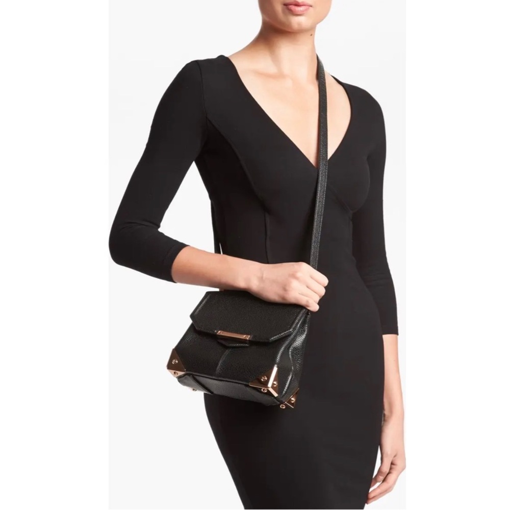 ALEXANDER WANG Black Leather Rose Gold Prisma Bag